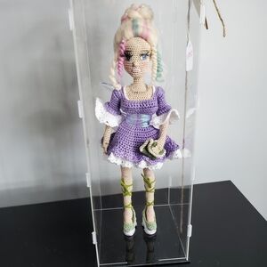 Handcrafted Crochet Doll with Purple Dress